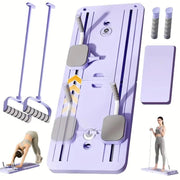 6-In-1 Multifunctional Folding Pilates Reformer Set with Timer Pilates Equipment Ab Exercise Abs Roller for Families