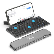 Folding Mini Wireless BT Keyboard With Magnetic Stand Aluminum Alloy Keypad For iPad iPhones Samsung Tablet Rechargeable Keypad